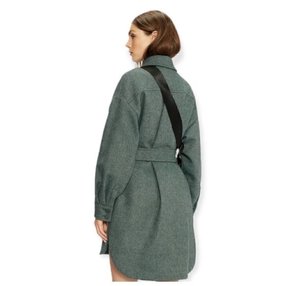Ted Baker Emerii Oversized Belted wool blend Shacket shirt jacket XXL green new - Picture 3 of 15